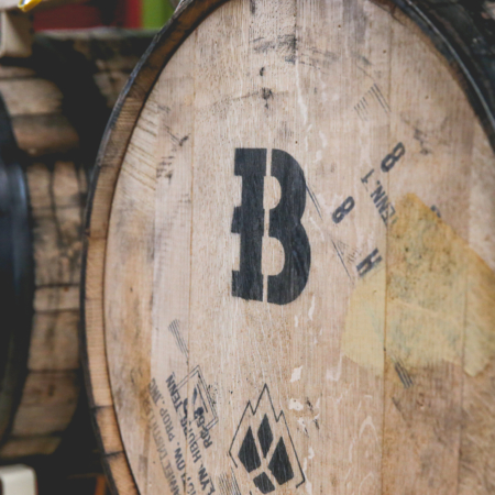 Beaver Island Brewing production aging barrels