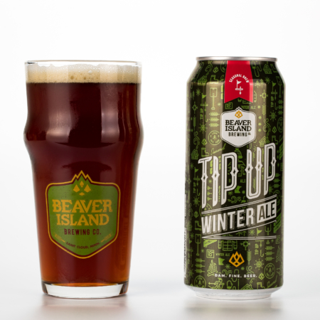 Beaver Island Brewing Tip Up with glass